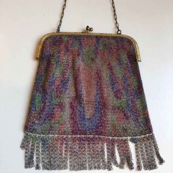 Handbags - Vintage Chainmail Rainbow Colored Chainmail Purse
